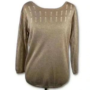 Gap womens Sweater Rose Gold Metallic 3/4 Sleeve